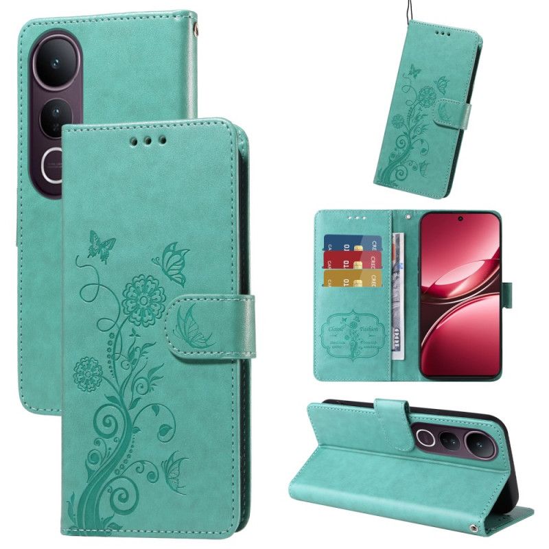 Folio Deksel Vivo V50 Lite 5g Blomstersommerfuglmønster