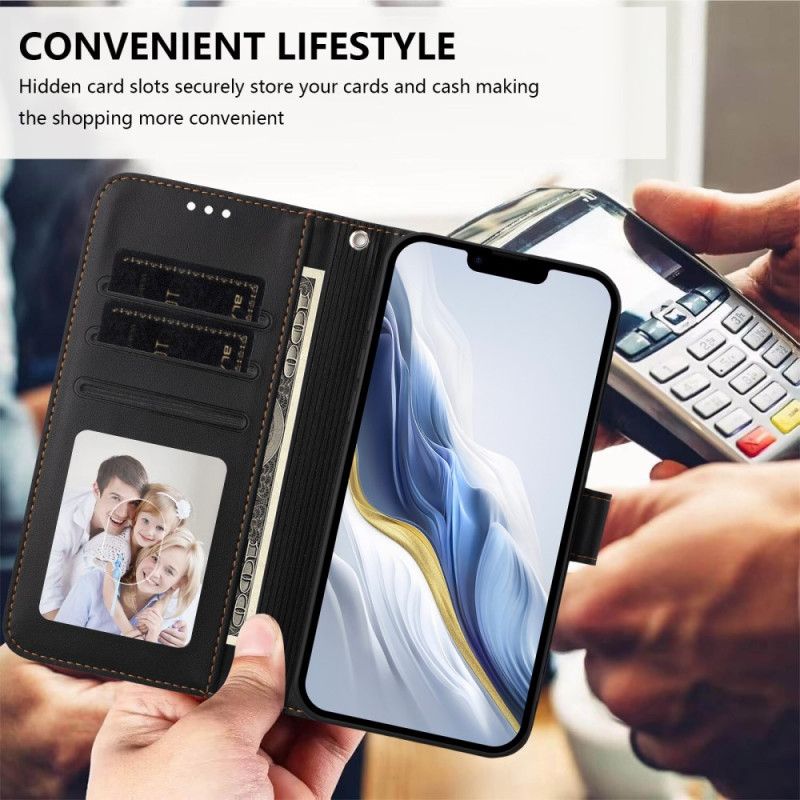 Folio Deksel Vivo V50 Lite 5g Ensfarget Kunstskinn Med Snor