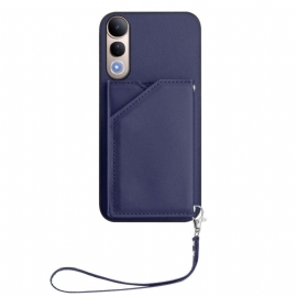 Folio Deksel Vivo V50 Lite 5g Kortholder Og Snor Beskyttelse Deksel