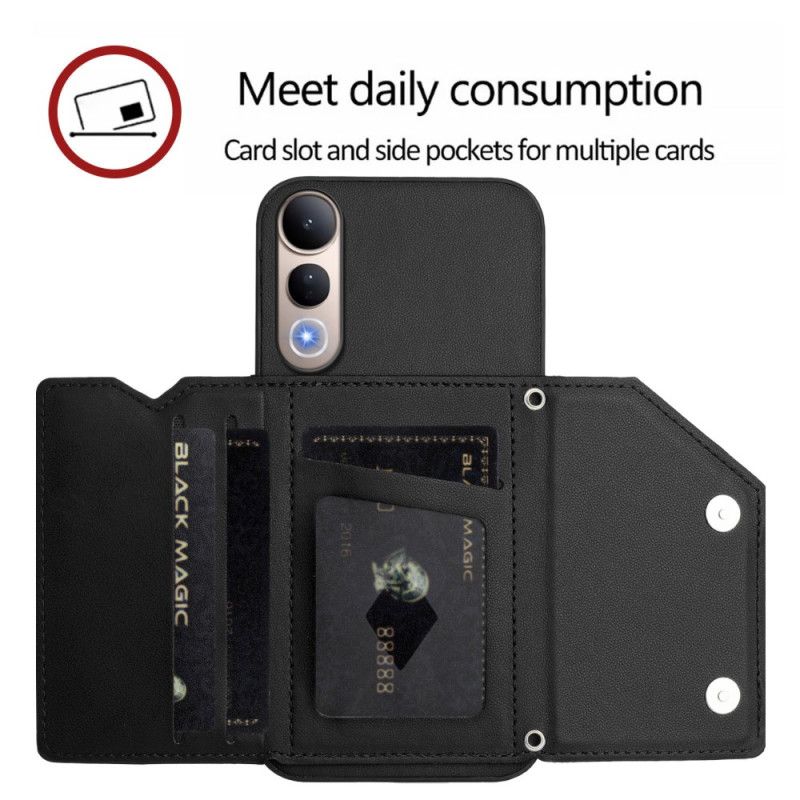 Folio Deksel Vivo V50 Lite 5g Kortholder Og Snor Beskyttelse Deksel