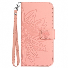 Lærdeksel Folio Deksel Vivo V50 Lite 5g Mobildeksel Solsikketrykket Rem