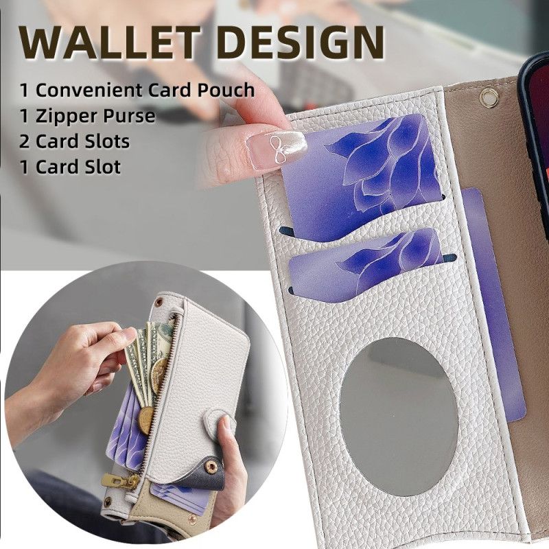 Vivo V50 Lite 5g Skulderlommebok Med Speil Og Kjede