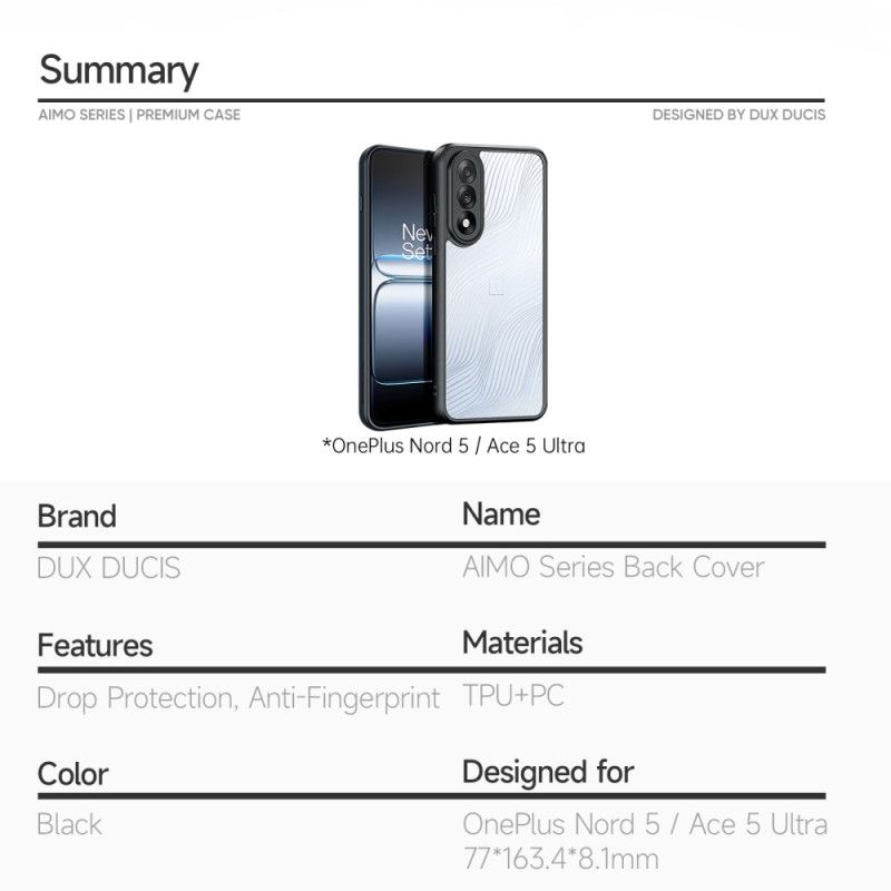 Deksel Oneplus Nord 5 Aimo-serien Dux Ducis