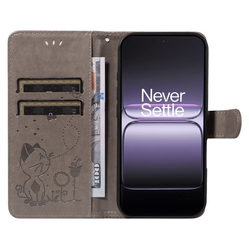 Lærdeksel Folio Deksel Oneplus Nord 5 Katt Og Bie