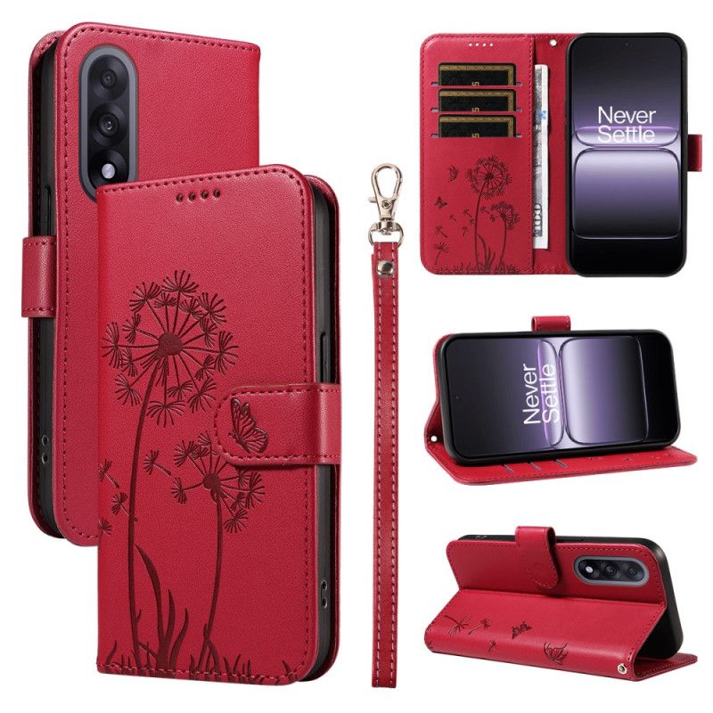 Lærdeksel Folio Deksel Oneplus Nord 5 Mobildeksel Løvetann Med Stropper