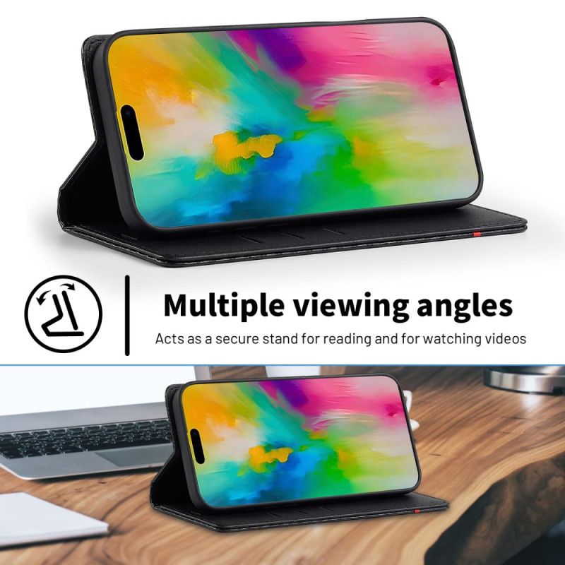 Folio Deksel Lær iPhone 17 Mobildeksel Karbonfiber Lc.imeeke