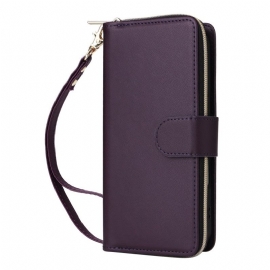 Lærdeksel Folio Deksel iPhone 17 Mobildeksel Lommebok Med 9 Kortspor Og Snor