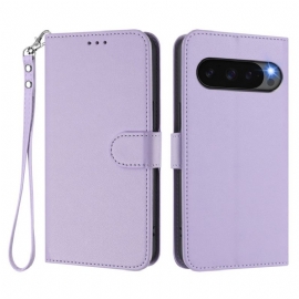 Folio Deksel Google Pixel 10 Pro Xl Ensfarget Kunstskinn Med Stropp