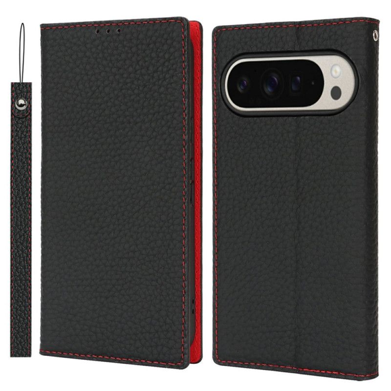 Folio Deksel Lær Google Pixel 10 Pro Xl Mobildeksel Skinn Med Stropp