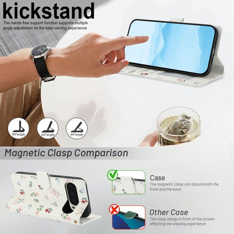 Folio Deksel Til Google Pixel 10 Pro Xl Blomsterprint