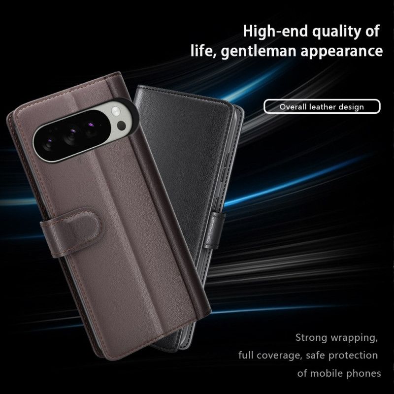 Lærdeksel Folio Deksel Google Pixel 10 Pro Xl Ekte Skinn