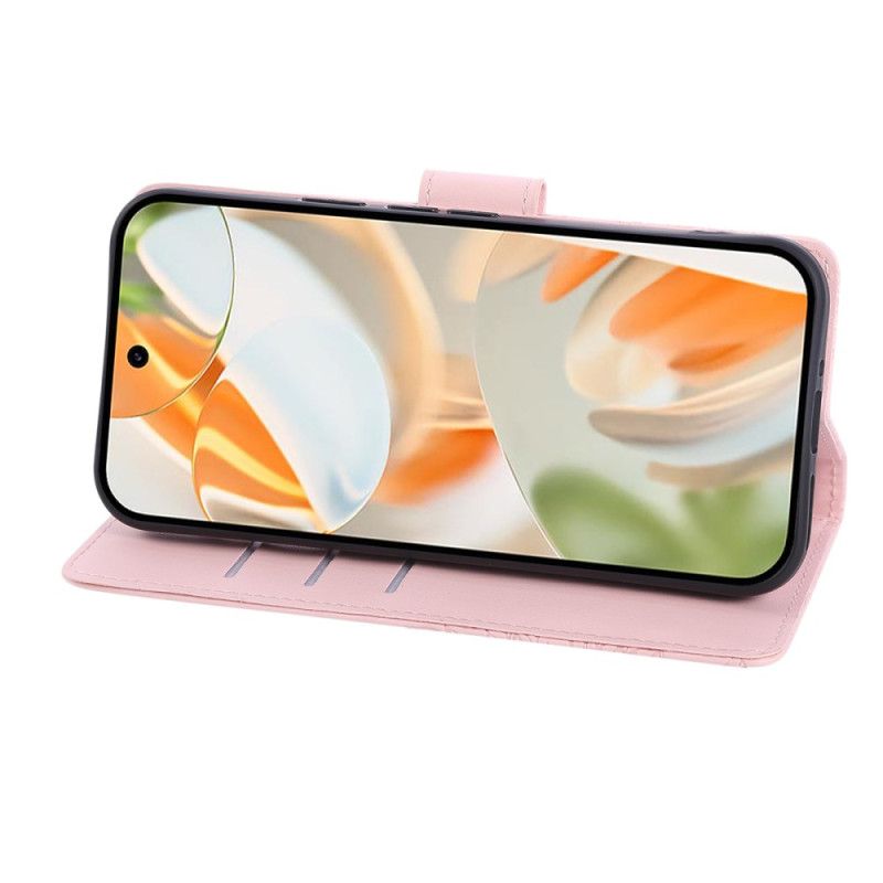 Lærdeksel Folio Deksel Google Pixel 10 Pro Xl Mobildeksel Rosetrykk