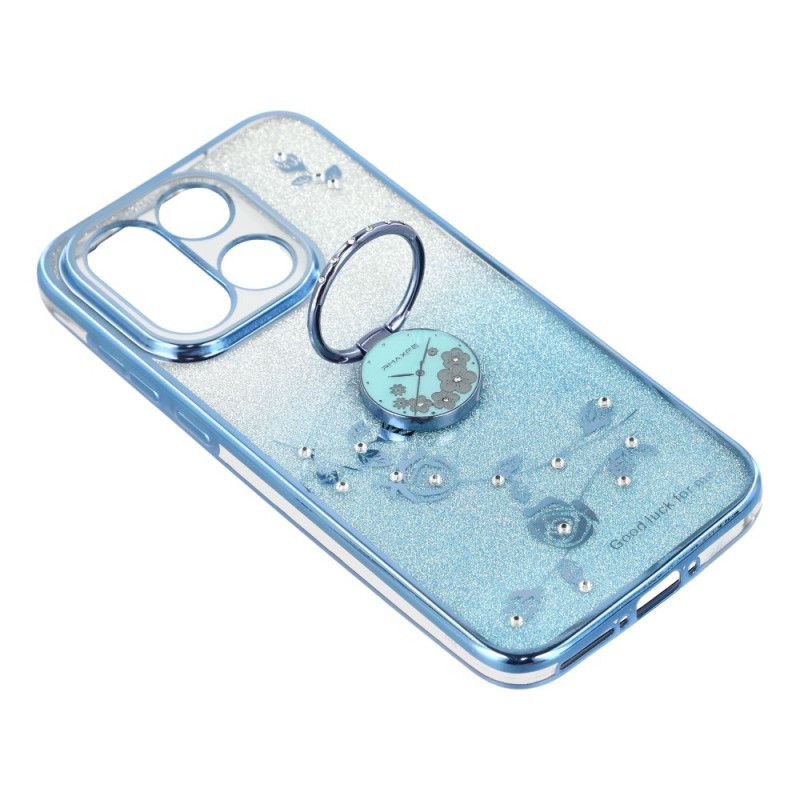 Deksel Oneplus 15 Ringholder Og Glitterblomstermønster Beskyttelse Deksel