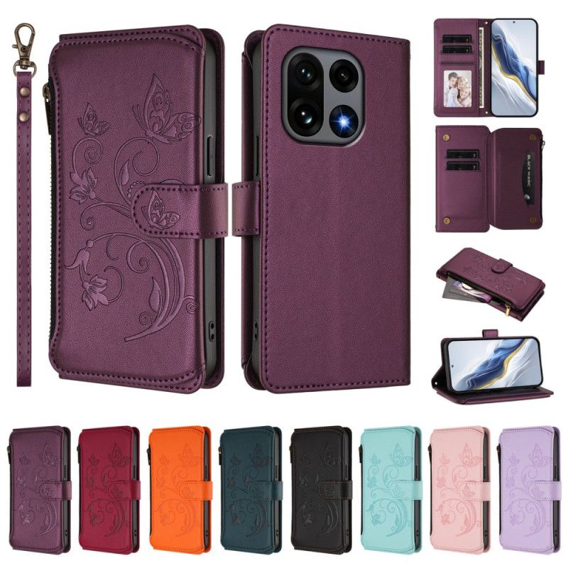 Lærdeksel Folio Deksel Oneplus 15 Blomsterlommebok Med Stropp