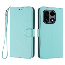 Lærdeksel Folio Deksel Oneplus 15 Ensfarget Med Stropp