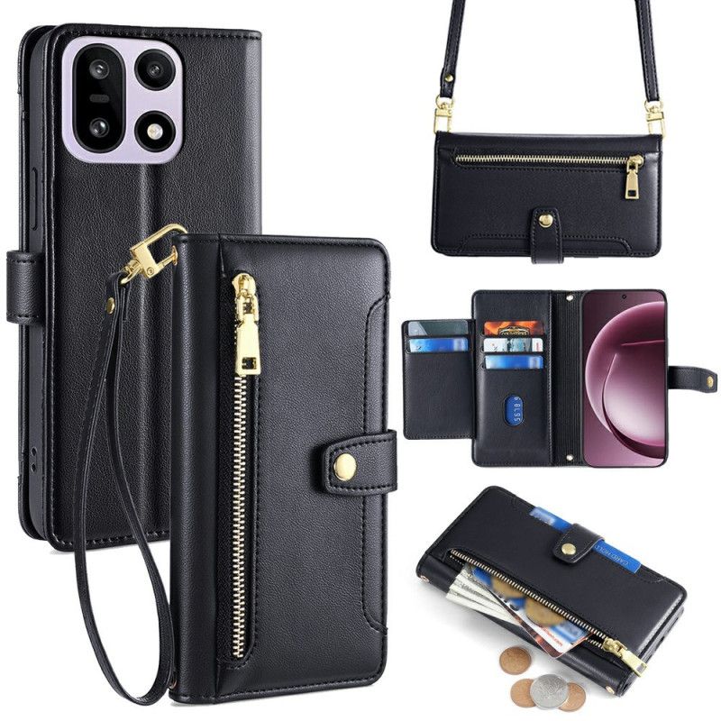 Lærdeksel Folio Deksel Oneplus 15 Lommebok Med Stropper