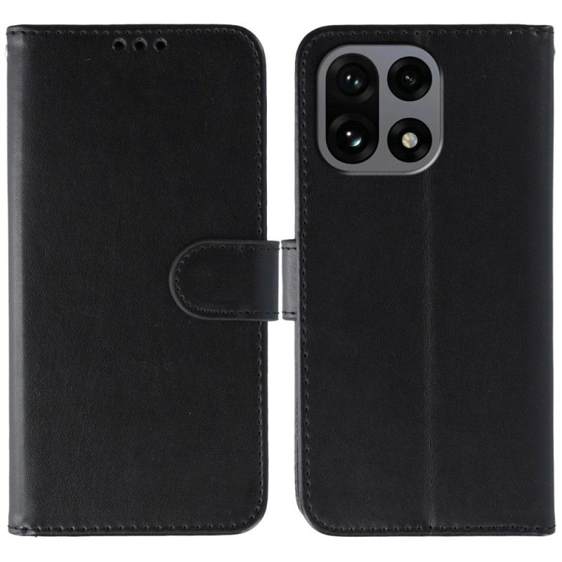 Lærdeksel Folio Deksel Oneplus 15 Mobildeksel Ensfarget Imitasjon I Skinn