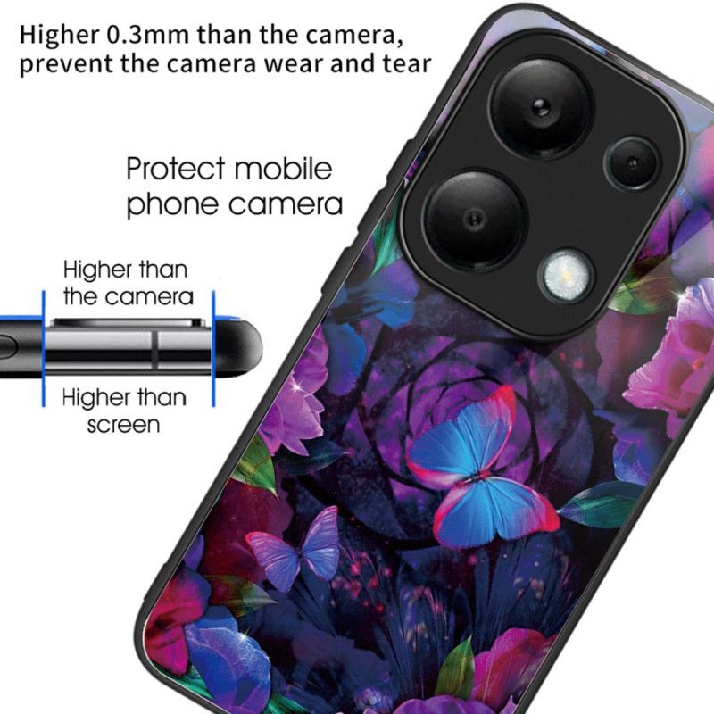Deksel Xiaomi Redmi Note 13 Pro 4g Fargerike Sommerfugler I Herdet Glass