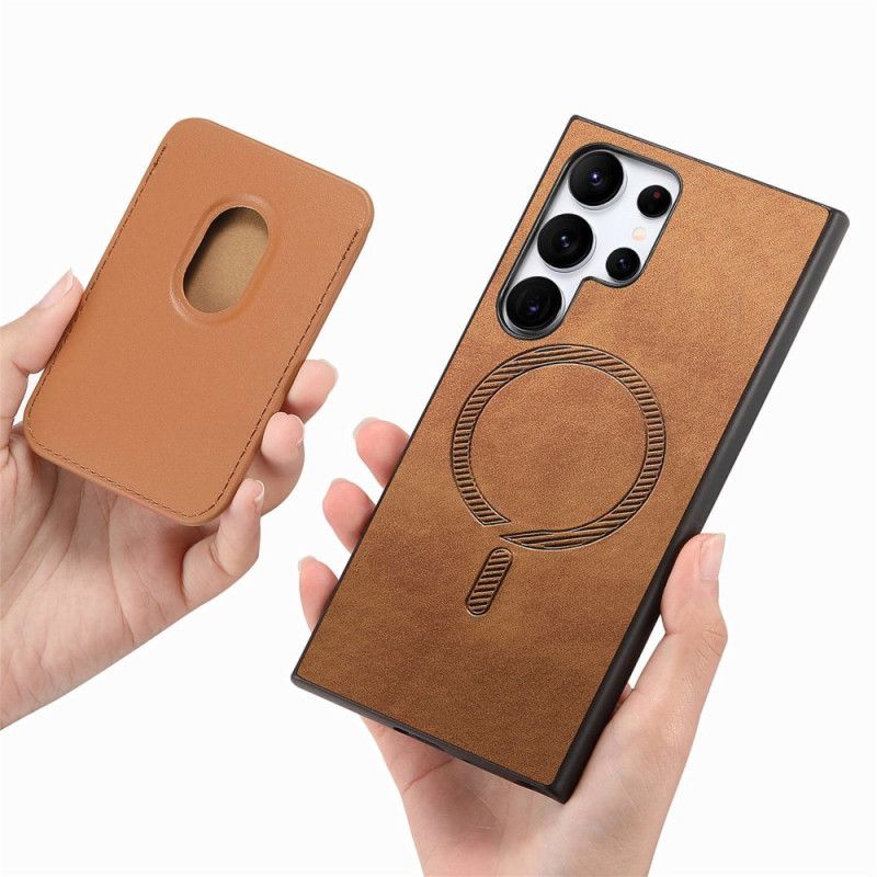 Deksel Samsung Galaxy S25 Ultra 5g Avtakbar Magnetisk Kortholder I Semsket Skinnstil