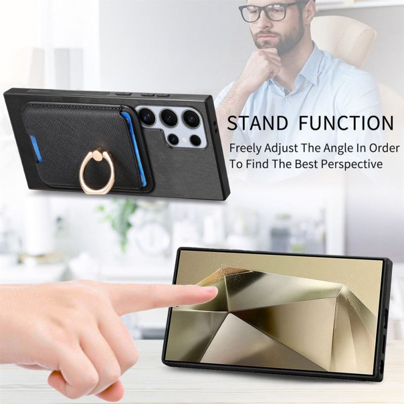 Deksel Samsung Galaxy S25 Ultra 5g Avtakbar Magnetisk Kortholder Og Stativ