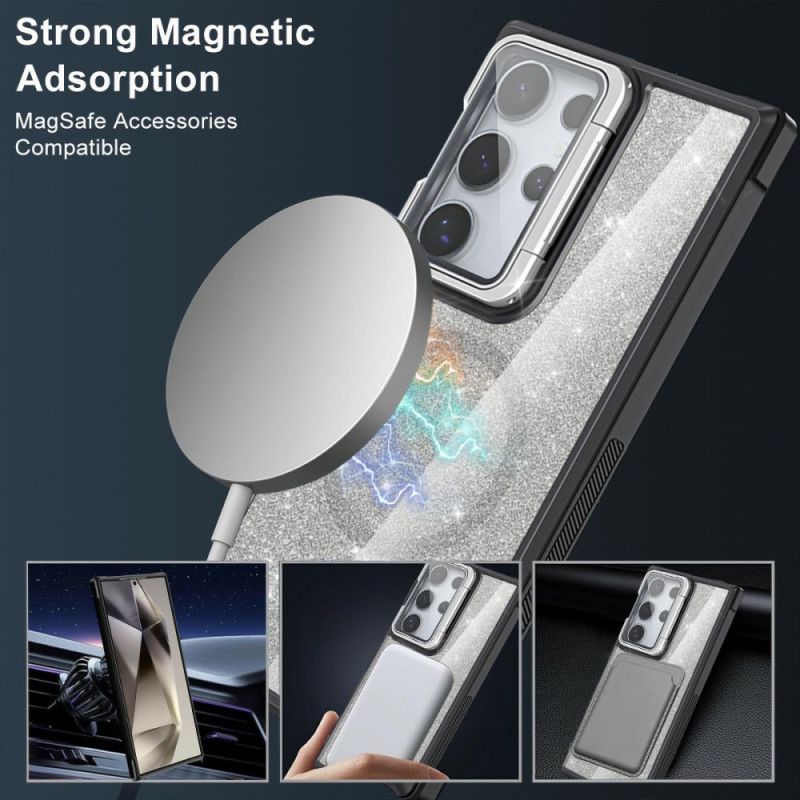 Deksel Samsung Galaxy S25 Ultra 5g Glitter Med Innebygd Stativ