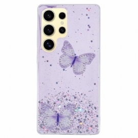 Deksel Samsung Galaxy S25 Ultra 5g Glittersommerfugler Beskyttelse Deksel