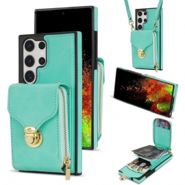 Deksel Samsung Galaxy S25 Ultra 5g Lommebok Med Glidelås Og Skulder