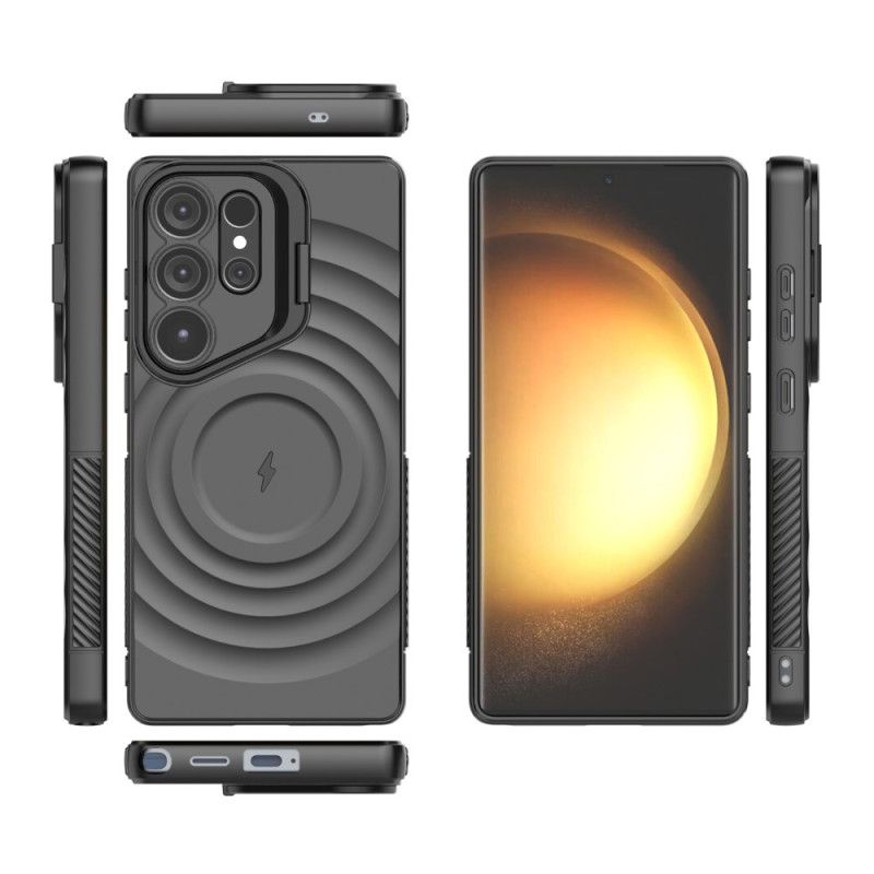 Deksel Samsung Galaxy S25 Ultra 5g Magsafe-kompatibel Bølget Design Med Stativ
