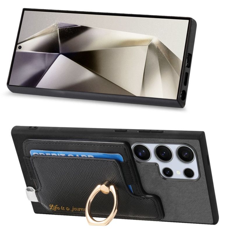 Deksel Samsung Galaxy S25 Ultra 5g Mobildeksel Avtakbar Kortholder I Semsket Skinnstil