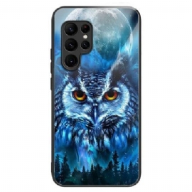 Deksel Samsung Galaxy S25 Ultra 5g Mobildeksel Ugle Og Måne I Herdet Glass