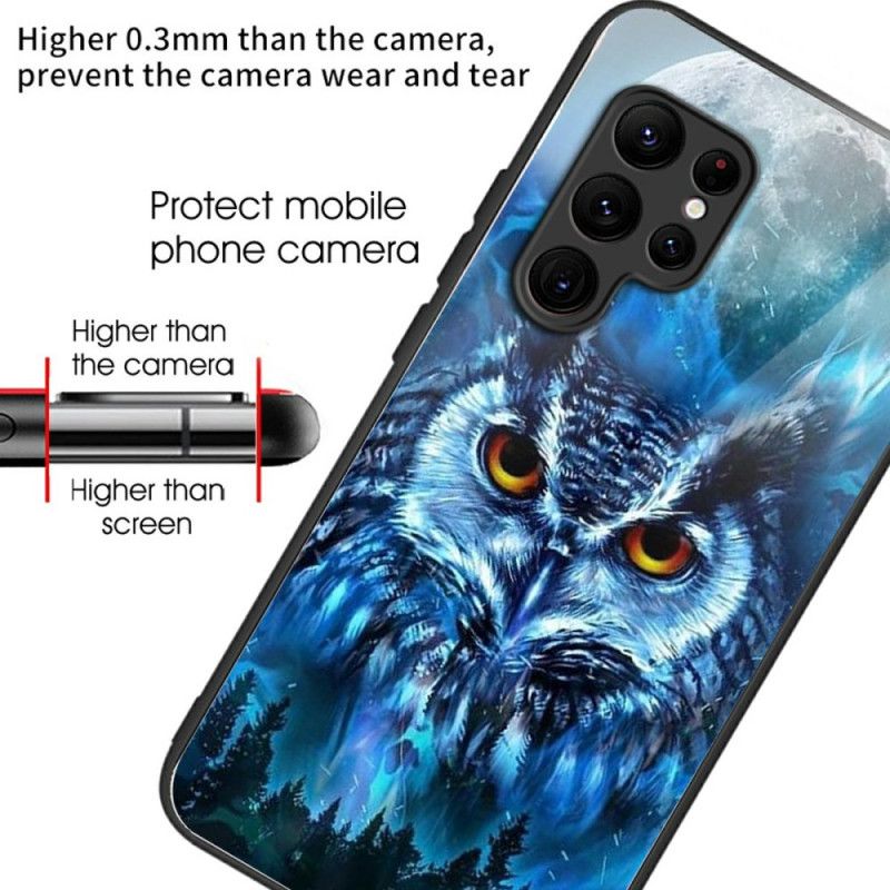 Deksel Samsung Galaxy S25 Ultra 5g Mobildeksel Ugle Og Måne I Herdet Glass