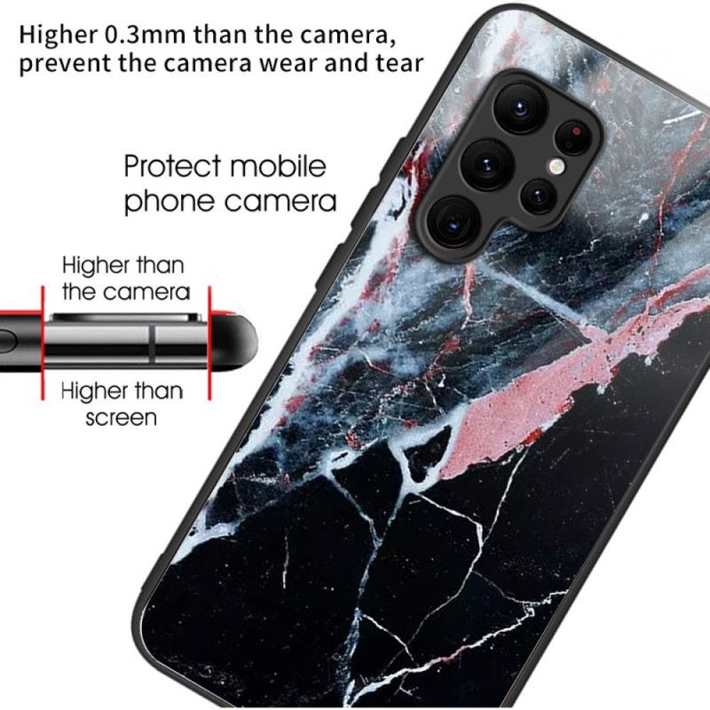 Deksel Samsung Galaxy S25 Ultra 5g Svart Og Hvit Marmor Herdet Glass