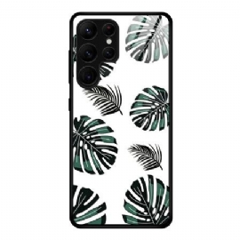 Deksel Til Samsung Galaxy S25 Ultra 5g Bladmønster I Herdet Glass