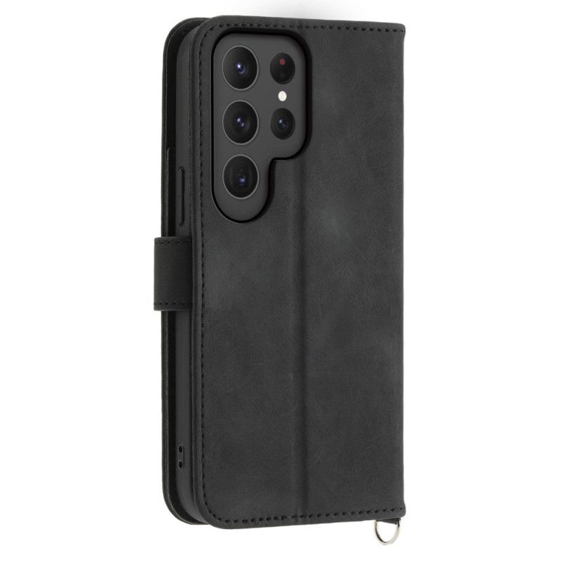 Folio Deksel Samsung Galaxy S25 Ultra 5g Blomstermønster Og Stropper