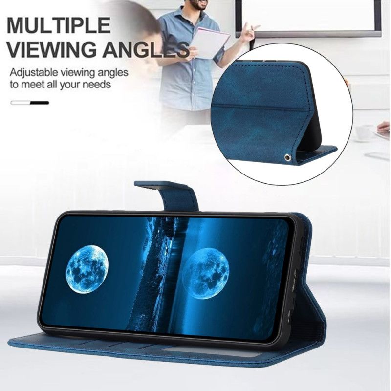 Folio Deksel Samsung Galaxy S25 Ultra 5g Klassisk Skinneffekt Med Stropp Beskyttelse Deksel