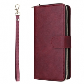 Folio Deksel Samsung Galaxy S25 Ultra 5g Lommebok Med Glidelås Og Stropp