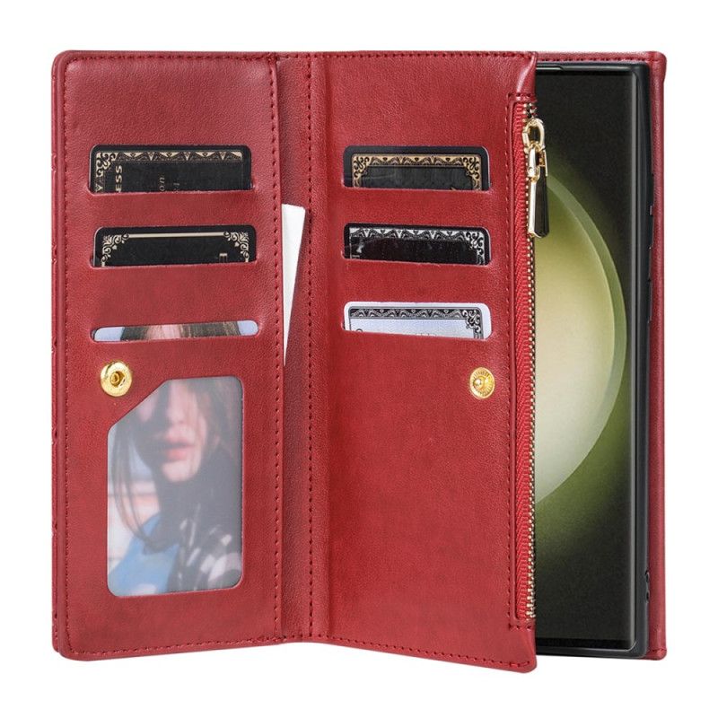 Folio Deksel Til Samsung Galaxy S25 Ultra 5g Vattert Lommebok Med Skulderstropp