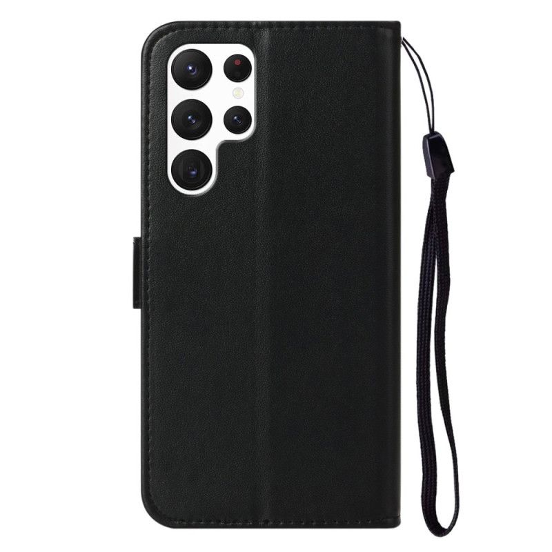 Lærdeksel Folio Deksel Samsung Galaxy S25 Ultra 5g Mobildeksel Ensfarget Kunstskinn