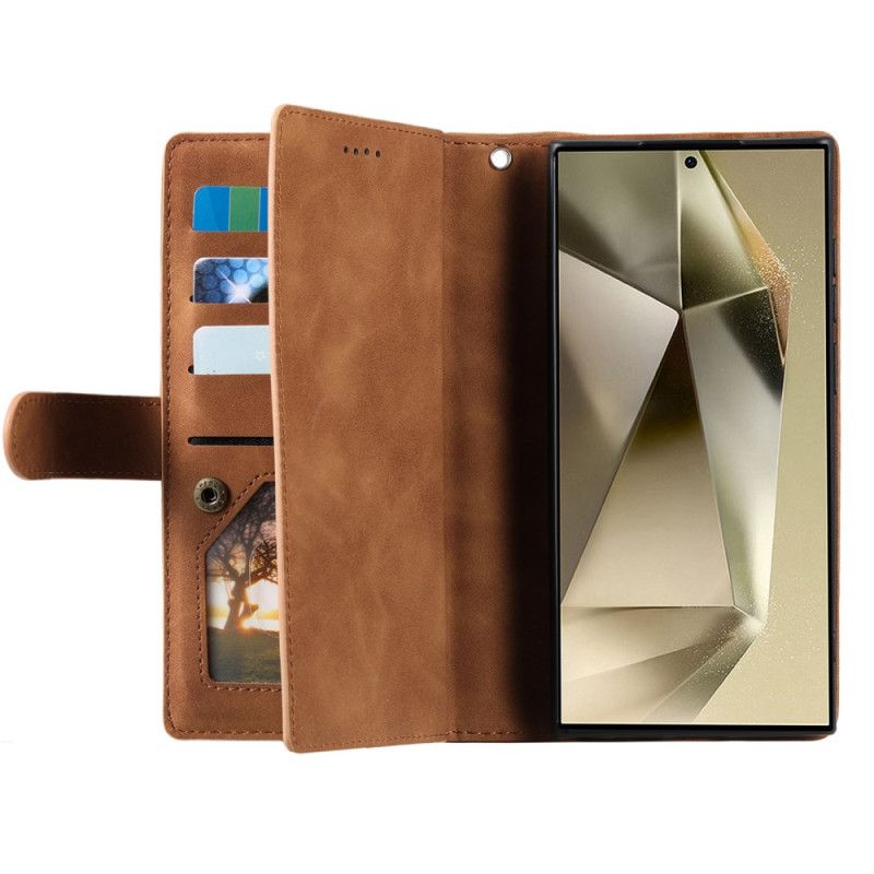 Lærdeksel Folio Deksel Samsung Galaxy S25 Ultra 5g Mobildeksel Glidelåslommebok