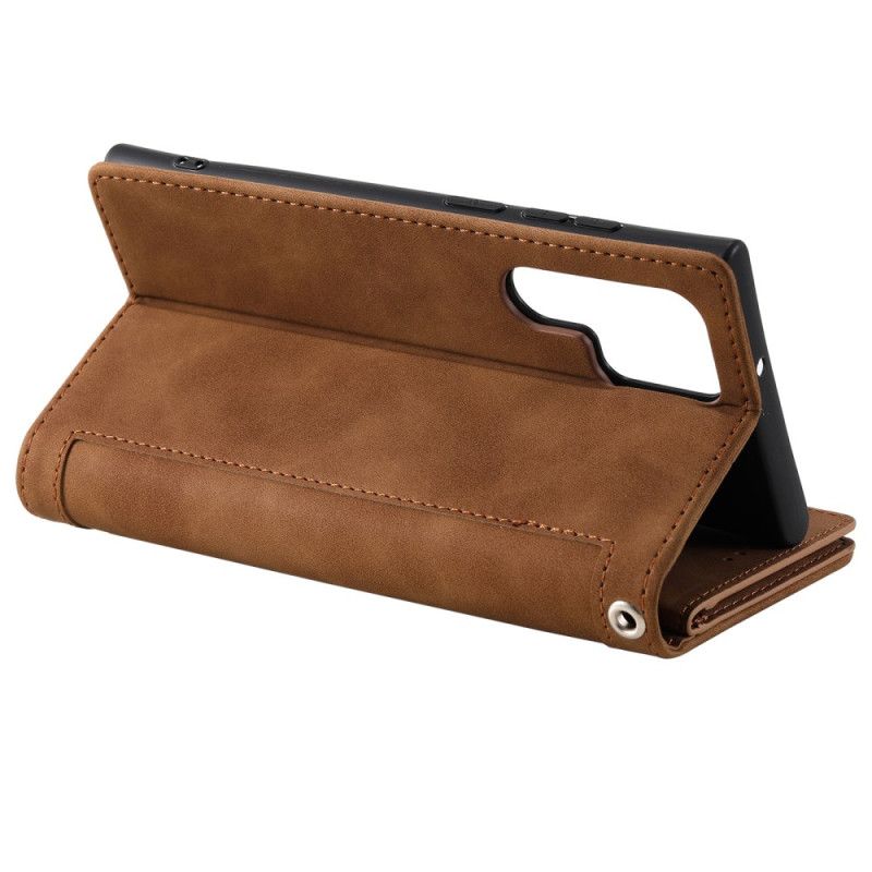 Lærdeksel Folio Deksel Samsung Galaxy S25 Ultra 5g Mobildeksel Glidelåslommebok