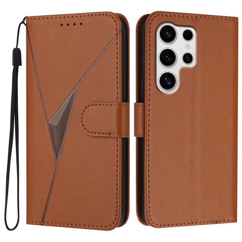 Lærdeksel Folio Deksel Samsung Galaxy S25 Ultra 5g Mobildeksel Trekantet Mønster