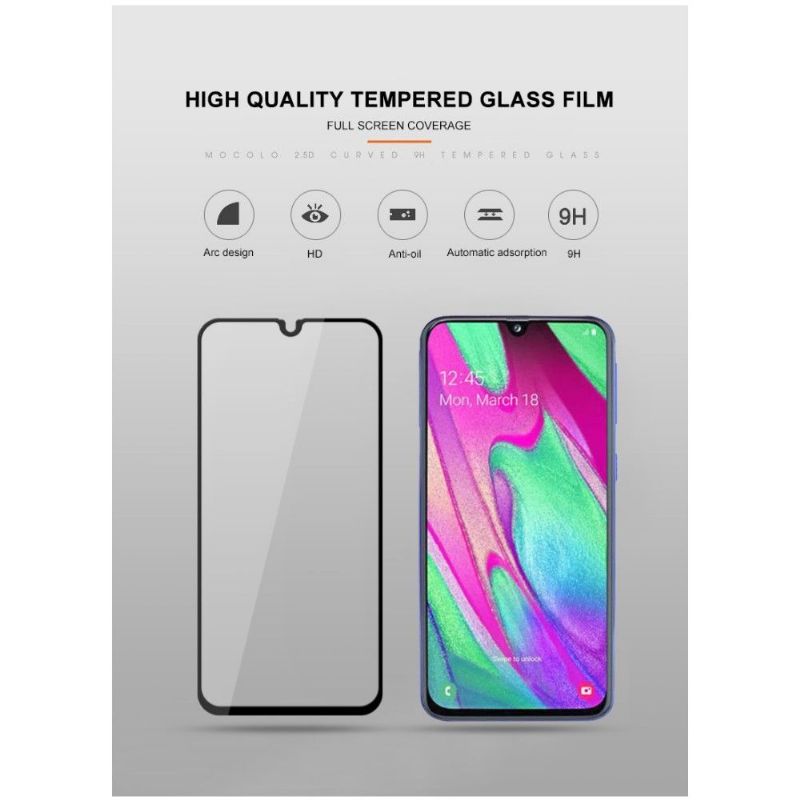 Samsung Galaxy A40 - Skjermbeskytter I Herdet Glass I Full Størrelse - Svart