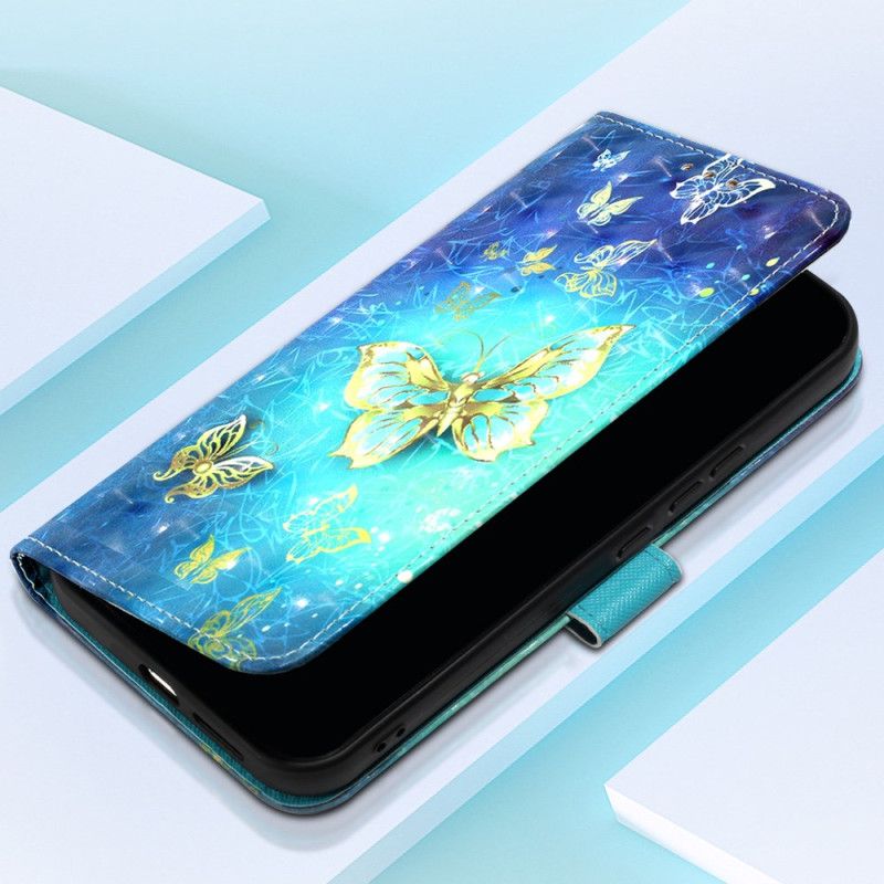 Folio Deksel Oppo Reno 11 5g Gylne Sommerfugler