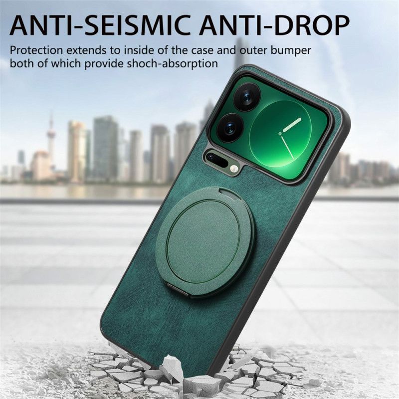 Deksel Til Xiaomi 17 Pro Roterende Stativ Og Retro Skinntekstur