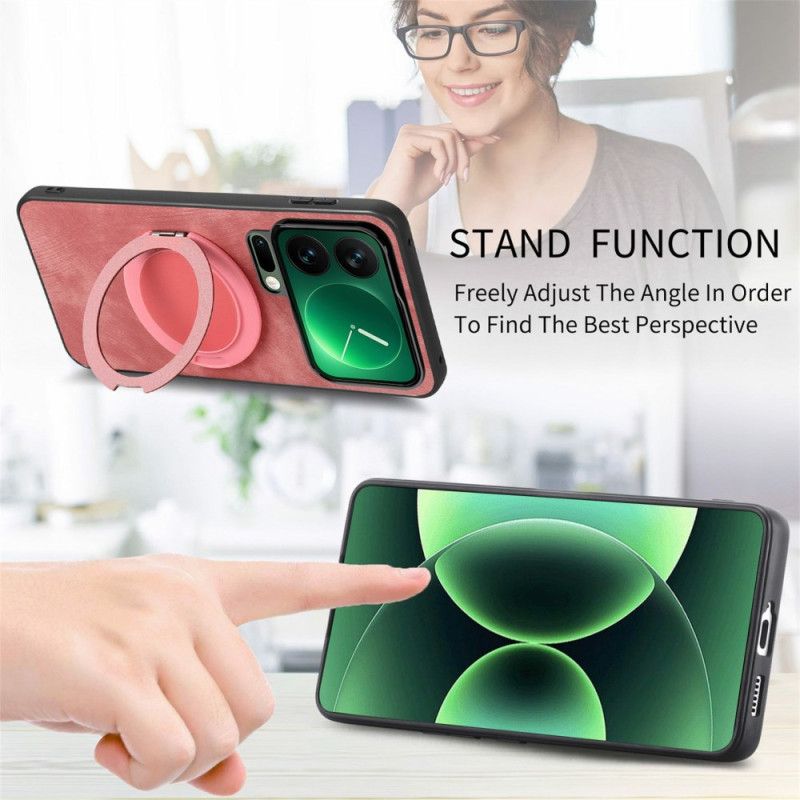 Deksel Til Xiaomi 17 Pro Roterende Stativ Og Retro Skinntekstur