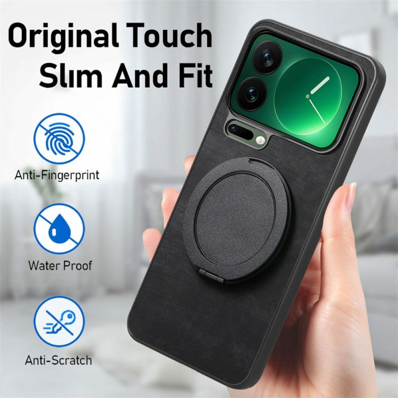 Deksel Til Xiaomi 17 Pro Roterende Stativ Og Retro Skinntekstur