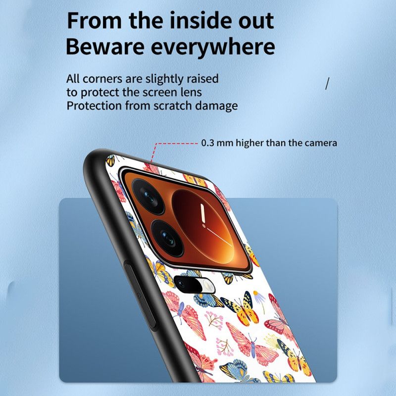 Deksel Xiaomi 17 Pro Mobildeksel Sommerfugl I Herdet Glass