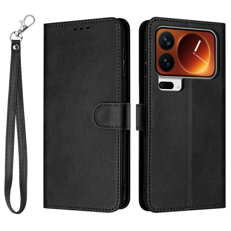 Folio Deksel Til Xiaomi 17 Pro Læreffekt Med Snor