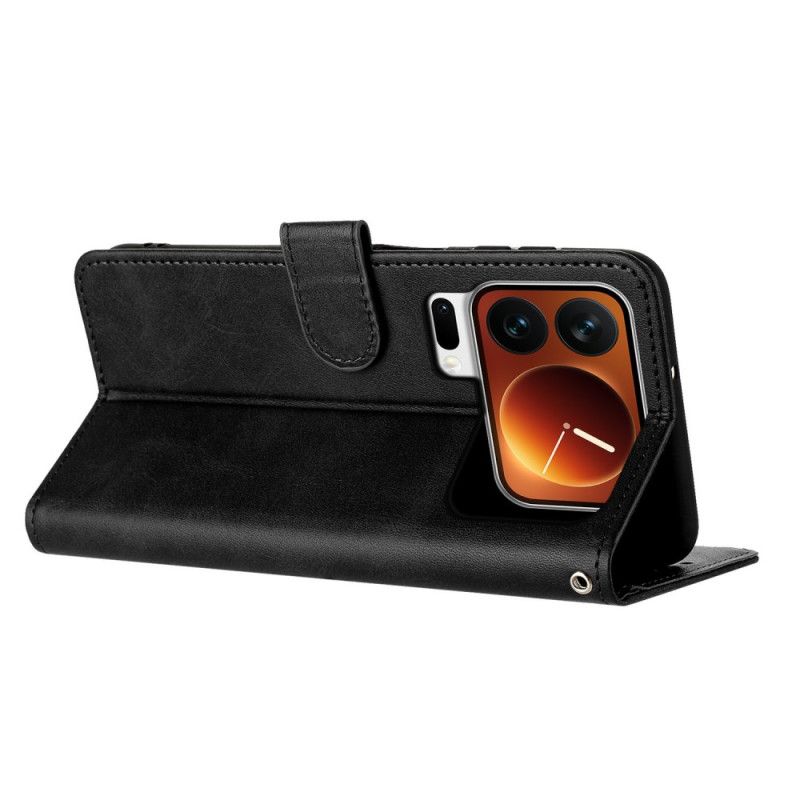 Folio Deksel Til Xiaomi 17 Pro Læreffekt Med Snor