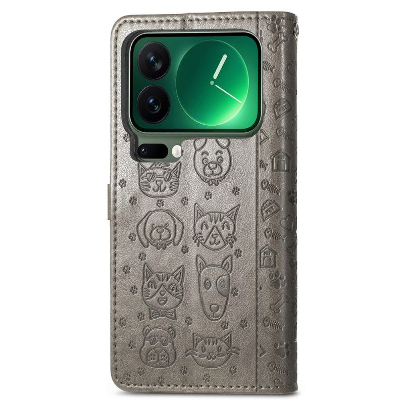 Folio Deksel Xiaomi 17 Pro Animerte Dyr Beskyttelse Deksel